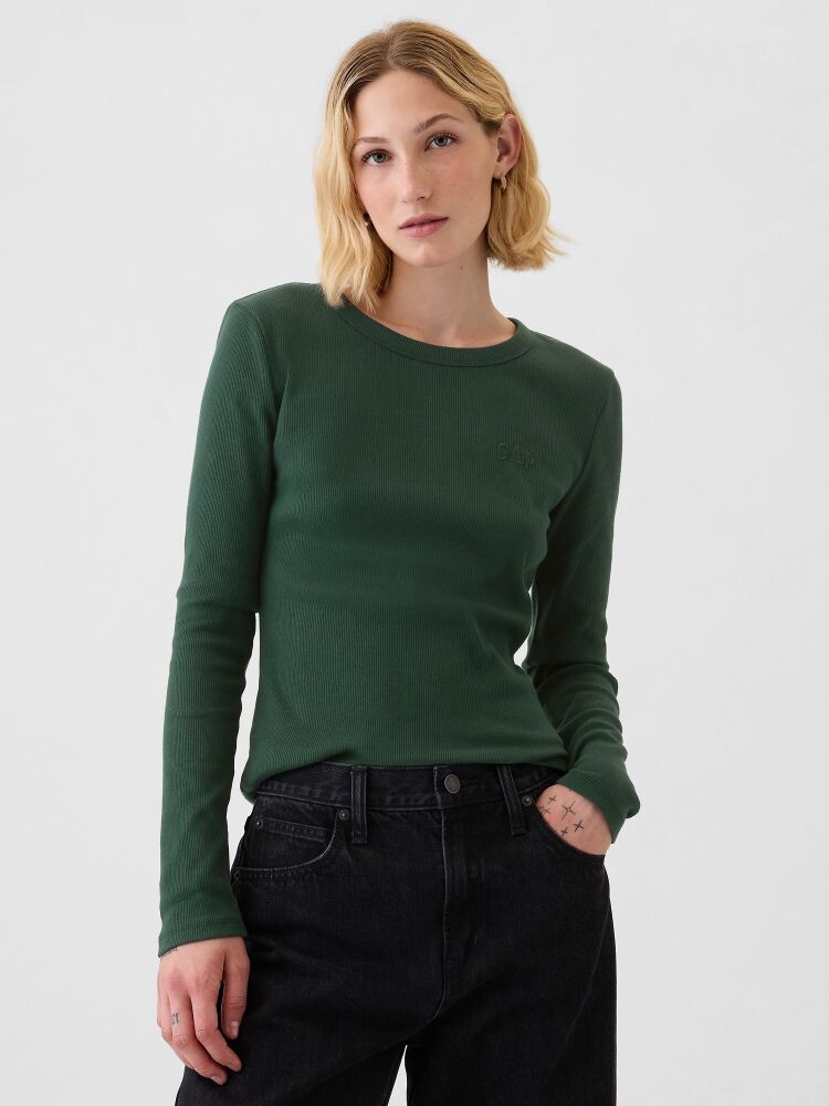 

Рубчатая футболка Gap, зеленый