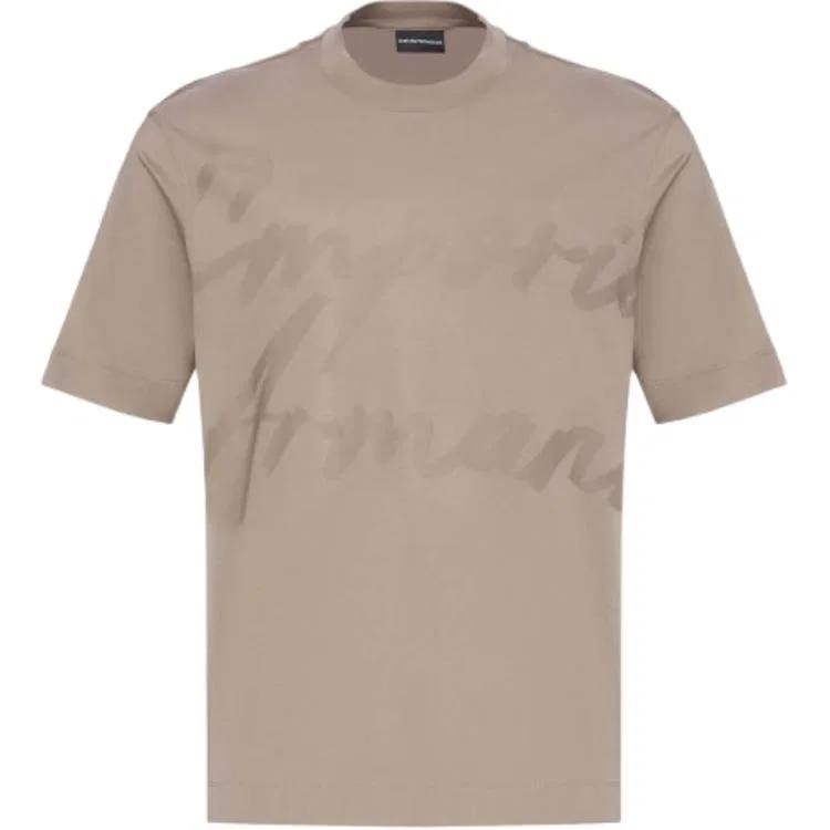 Футболка с логотипом жаккард EMPORIO ARMANI, Tan