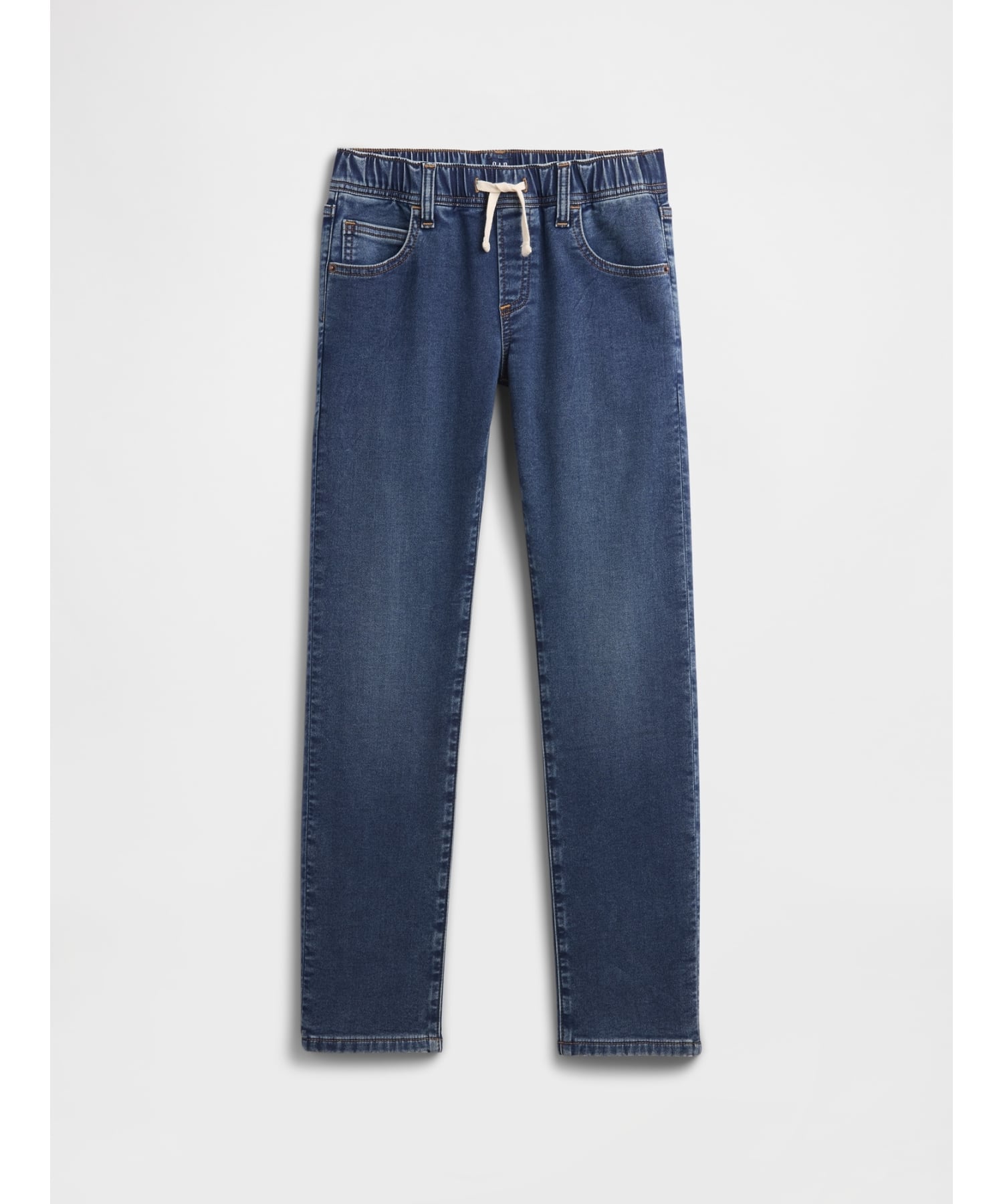 (K) Узкие спортивные штаны-джинсы на резинке (детские) GAP, DARK_WASH
