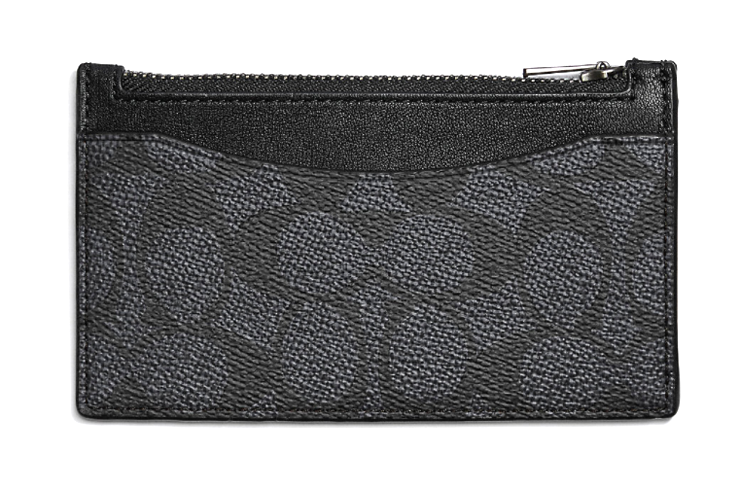

COACH Чехол для карт из пропитанного холста с держателем для карт из телячьей кожи, мужской кошелек с монограммой угольно-черного цвета