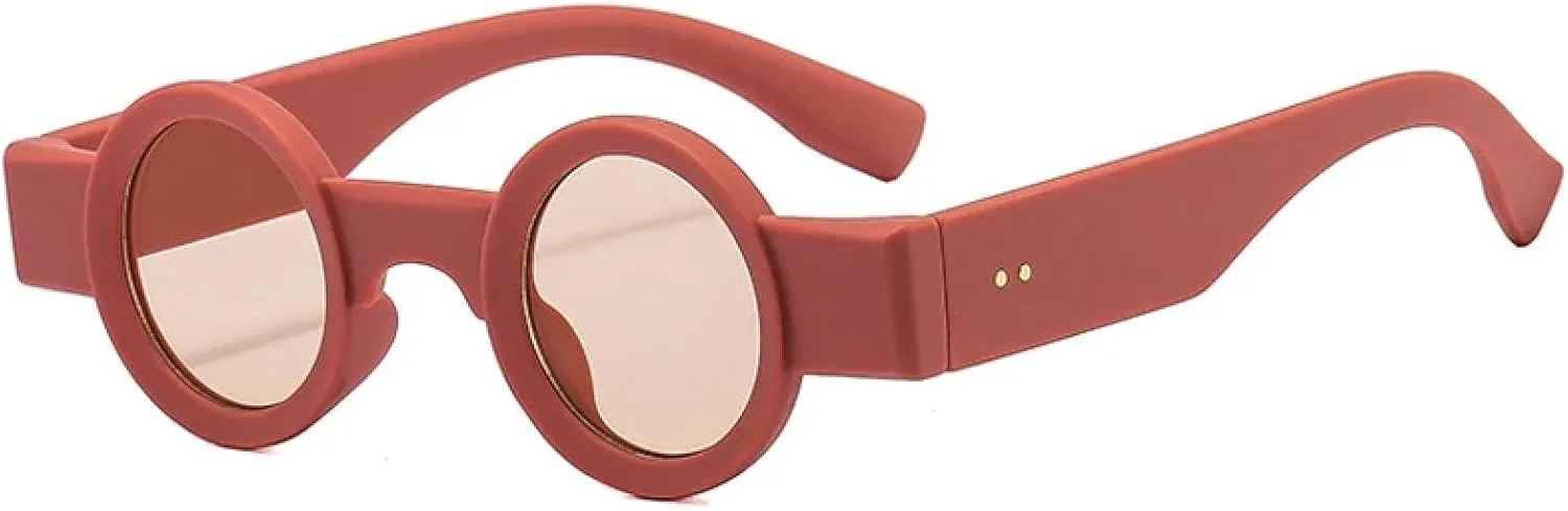 

Женские солнцезащитные очки в стиле панк, маленькие круглые, с линзами UV400 Clear Ocean, мужские солнцезащитные очки с заклепками DSVIGF, Red Pink Champagne