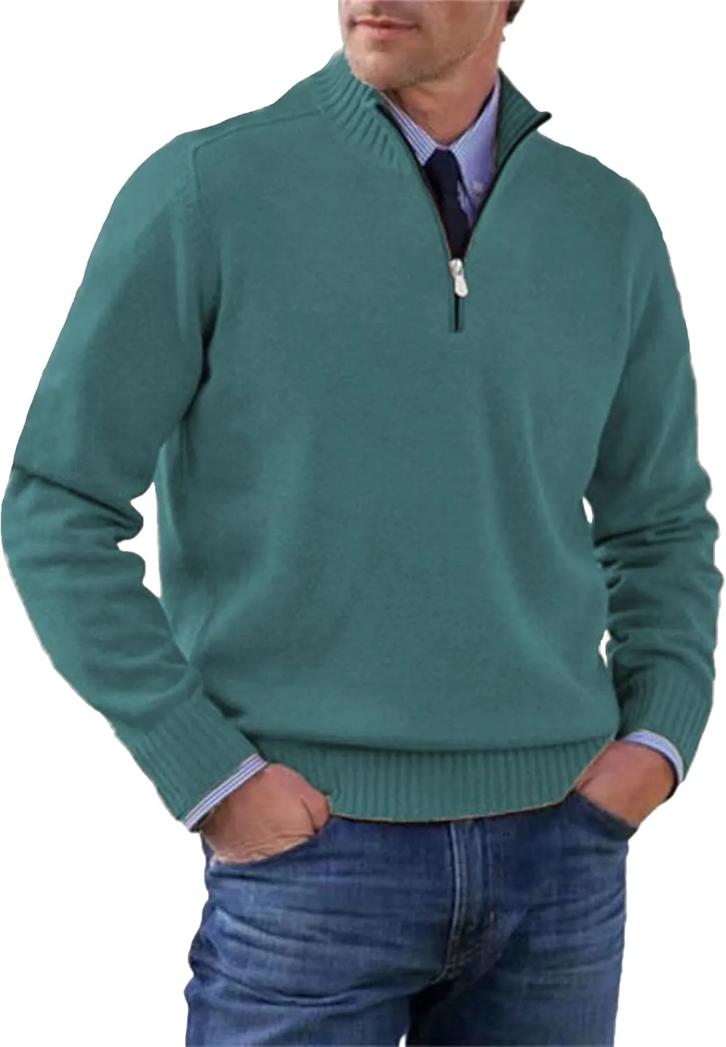 Трикотажный свитер на четверть молнии для мужчин Casual Soft Touch Generic, Color 28 — фото 4