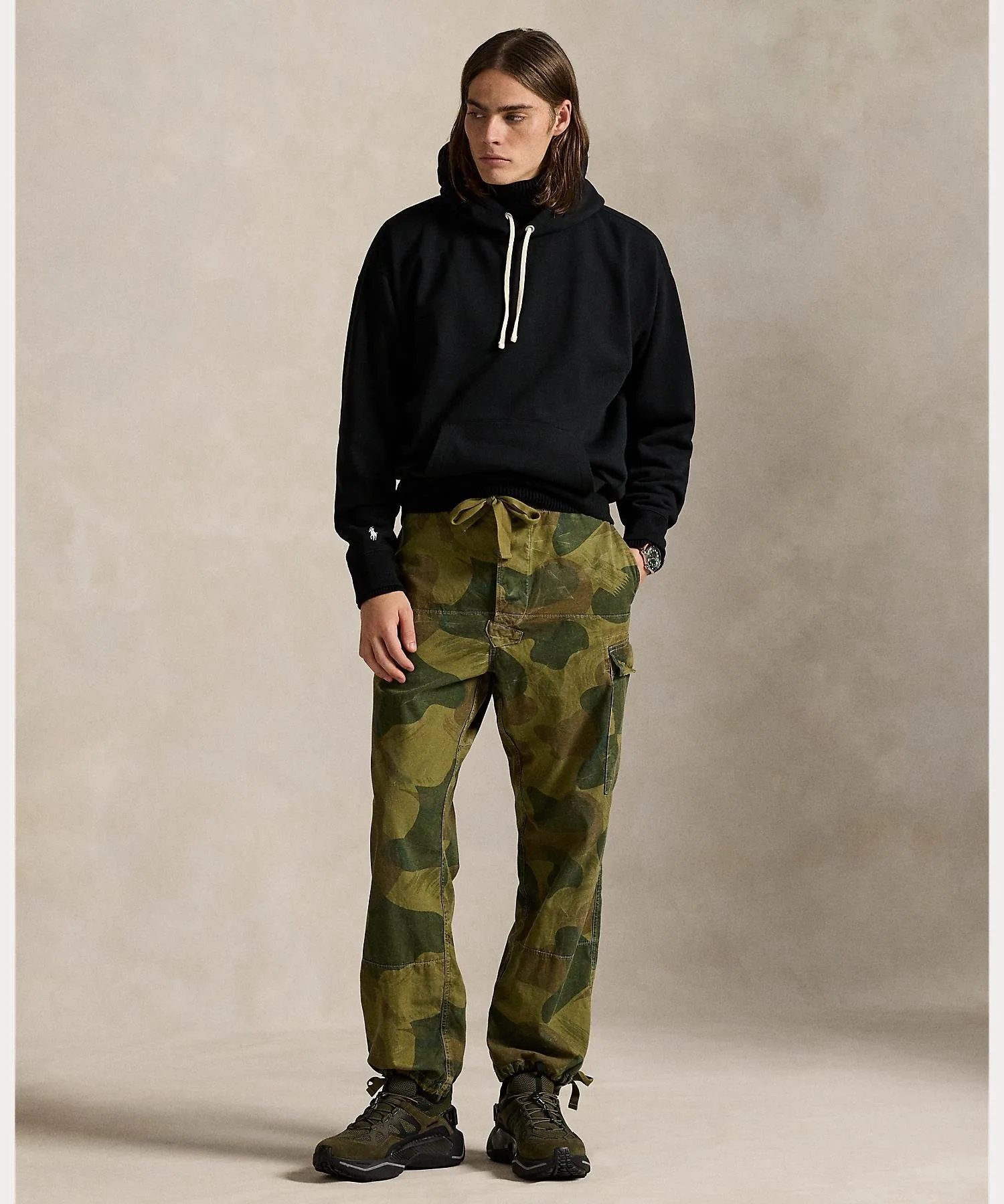 Толстовка с капюшоном из флиса большого размера Polo Ralph Lauren, 001 Black — фото 3
