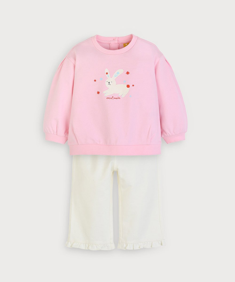 Топ с длинными рукавами и брюки с рисунком кролика и подсолнуха Moimoln, Pink — фото 2