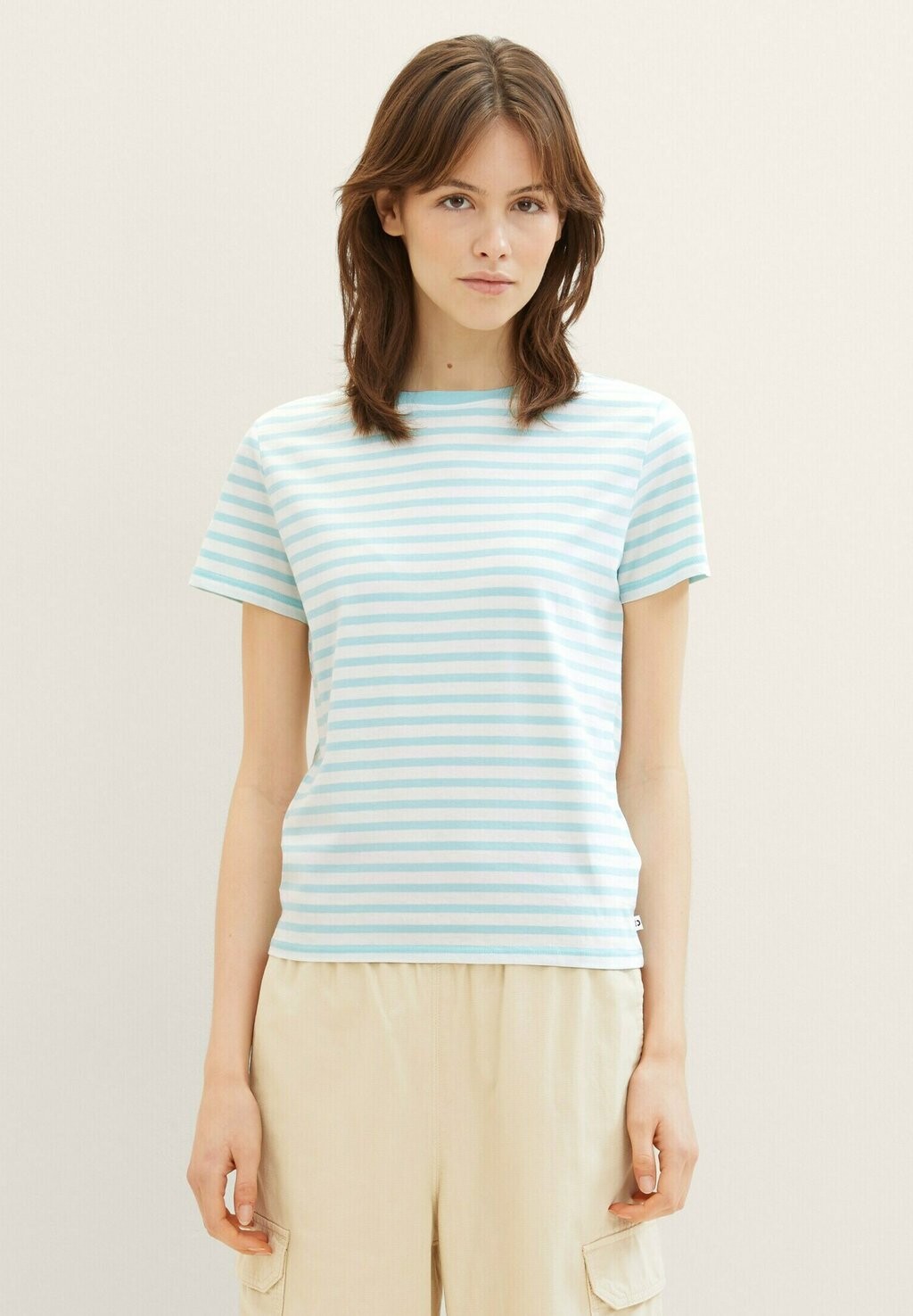

Футболка с принтом TOM TAILOR DENIM, цвет white mint stripe
