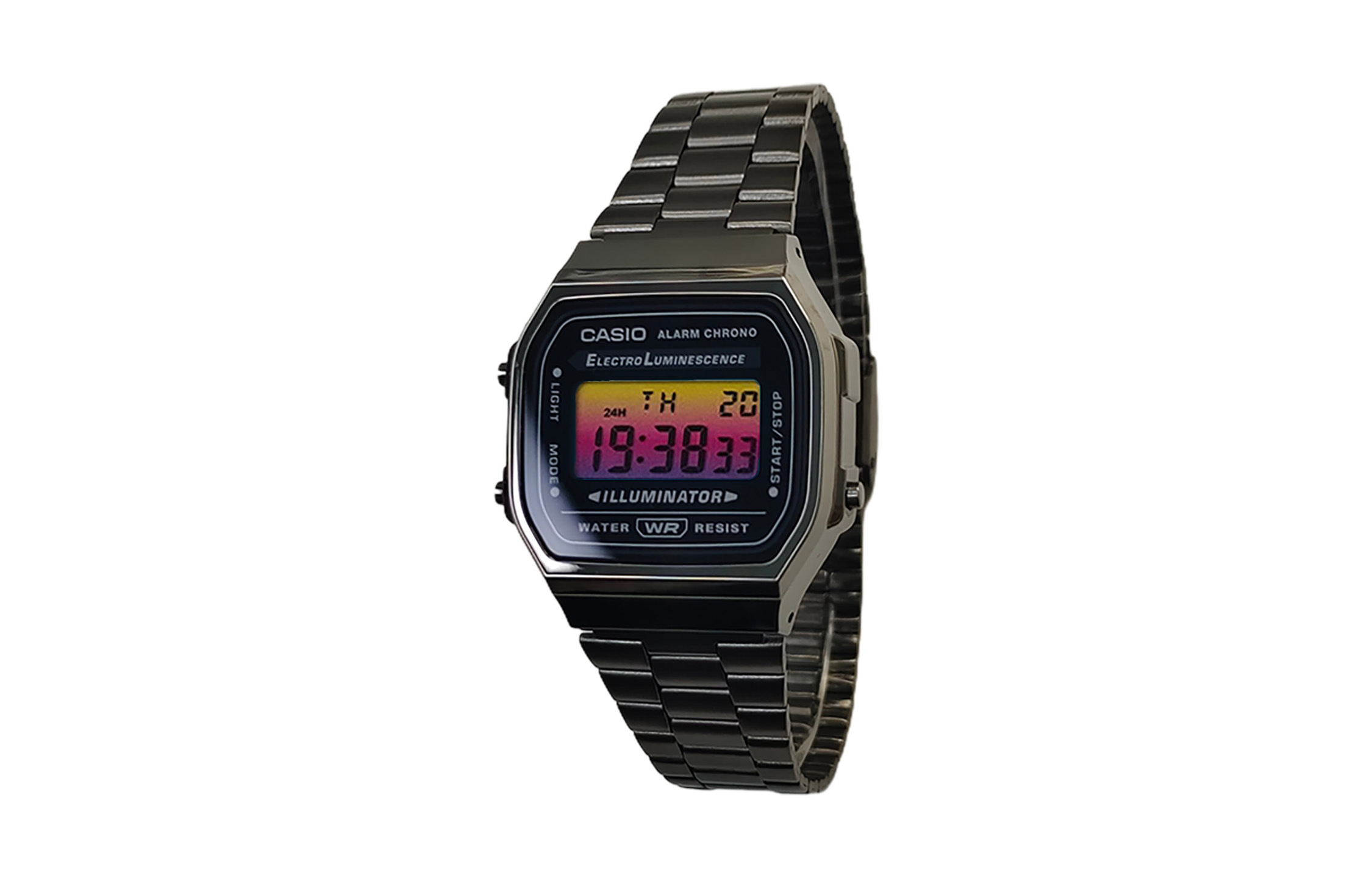 

CASIO Часы Vintage A168, Black Dial with Yellow and Pink Gradient Bezel