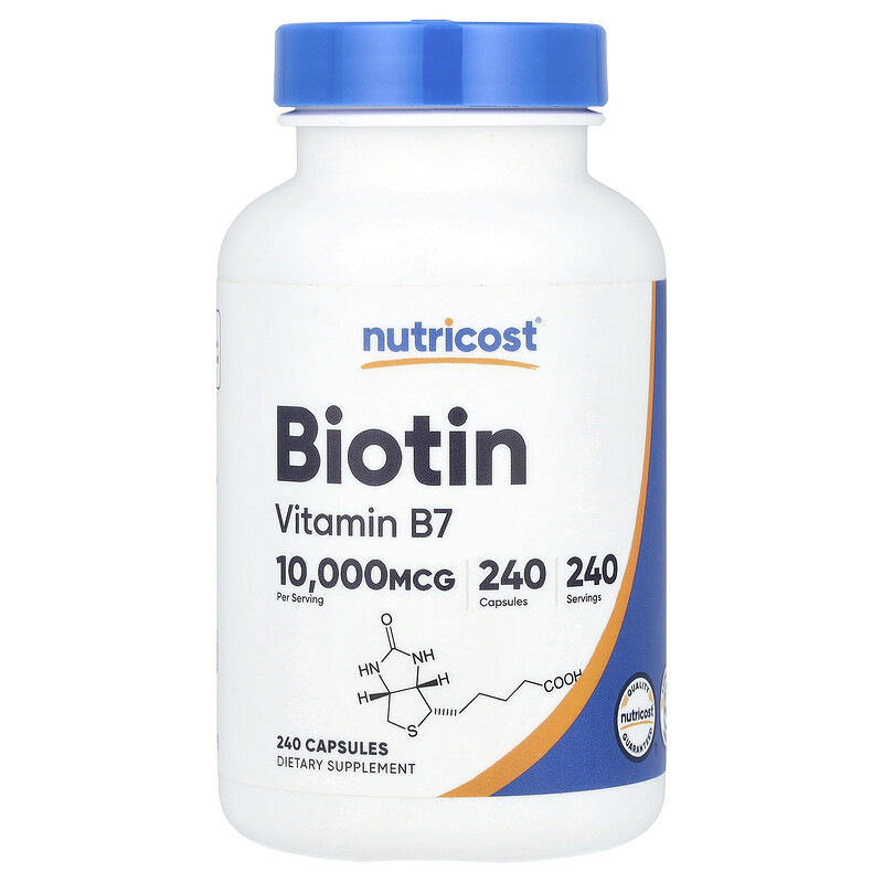 

Nutricost, Биотин, 10 000 мкг, 240 капсул