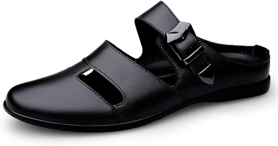 

CHICLOVEY Мужские кожаные лоферы-слипоны без задника Мюли Летние туфли для наряда, черный