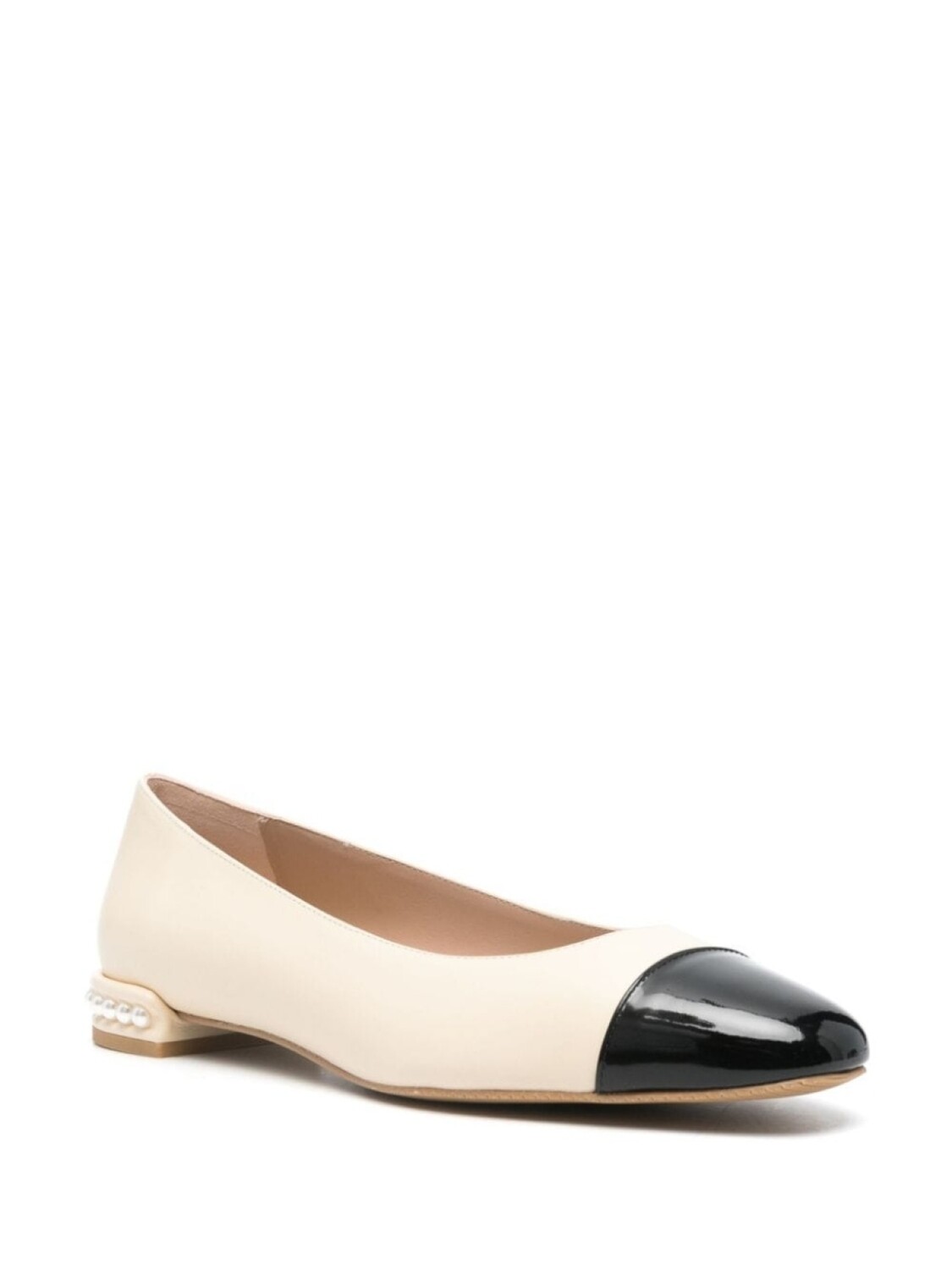 Stuart Weitzman туфли-балетки из кожи Pearl Flat, нейтральный цвет — фото 2