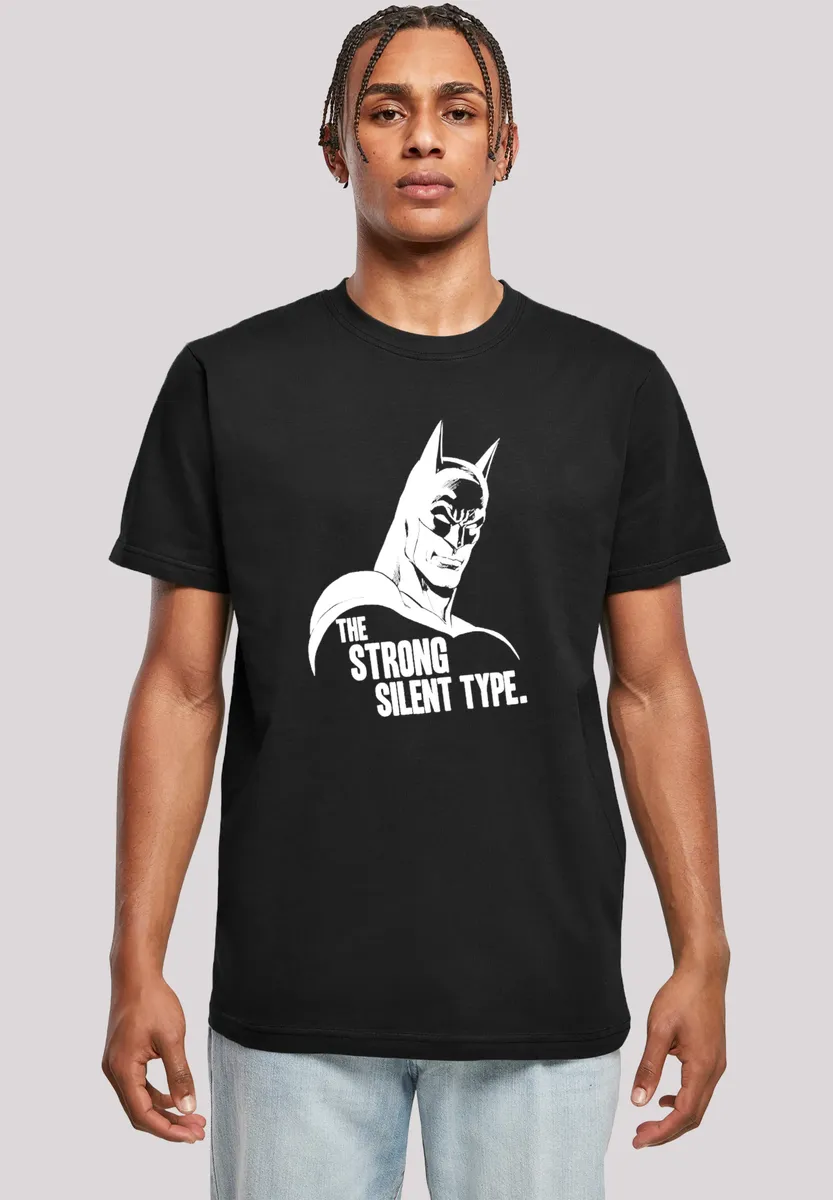 

Футболка F4NT4STIC "Batman The Strong Silent Type Superhero", мужская, премиум-мерч, стандартного кроя, базовая, с принтом, черный