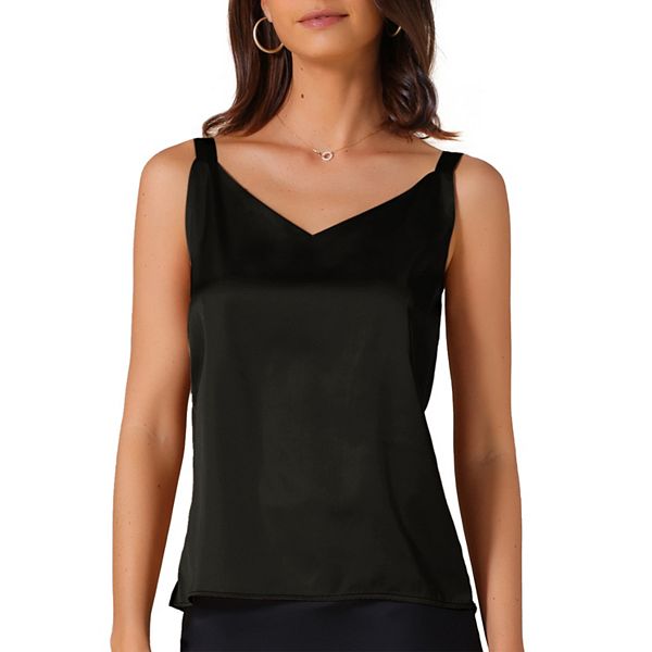 

Женский топ на бретелях с V-образным вырезом из сатина Inspire Chic, Black