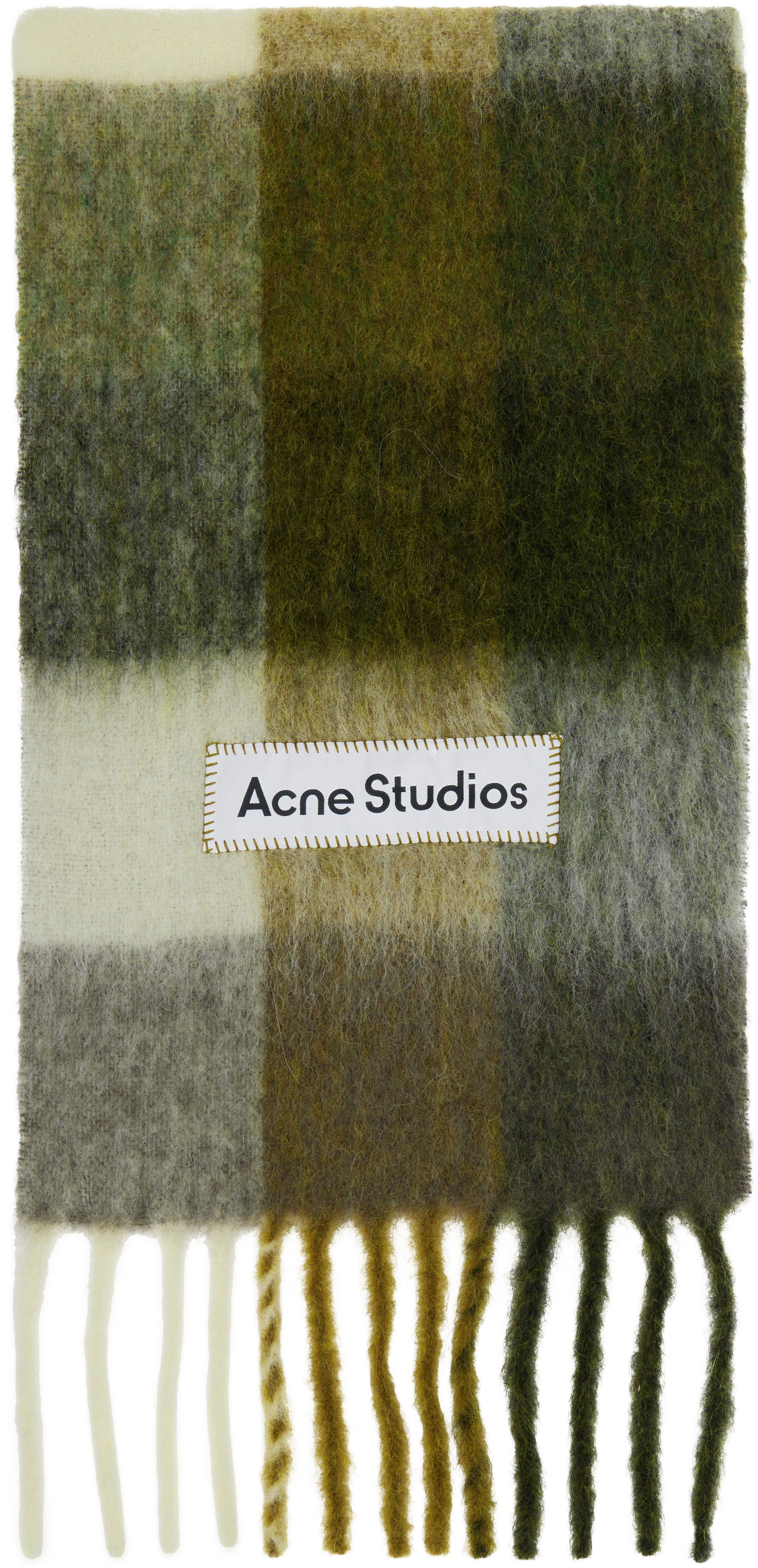 

Шарф из мохера в клетку зеленого и серо-коричневого цвета Acne Studios