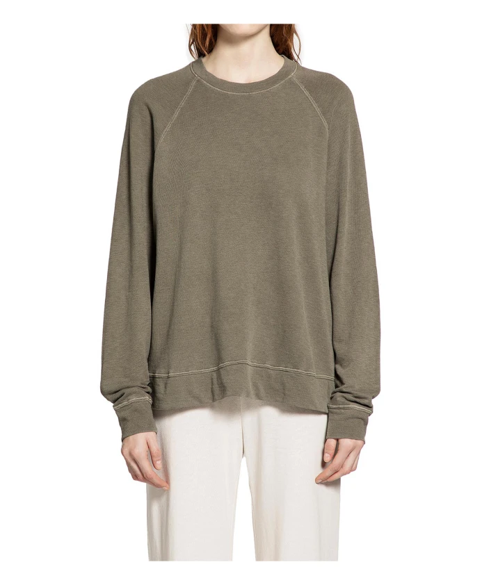 

Свитшот с круглым вырезом из французской махровой ткани с березовым рисунком James Perse, зеленый