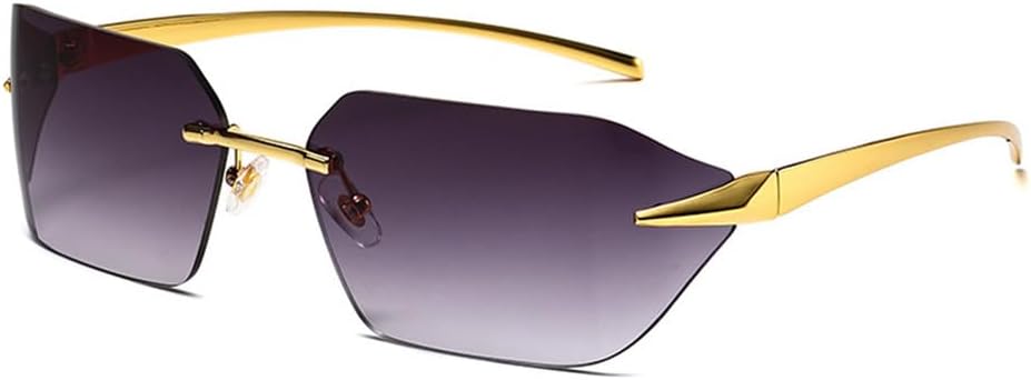 

Модные спортивные солнцезащитные очки без оправы для мужчин с металлическим покрытием и защитой от УФ-излучения, стильные очки для женщин с градиентным цветом KTUCN, Goldgrey