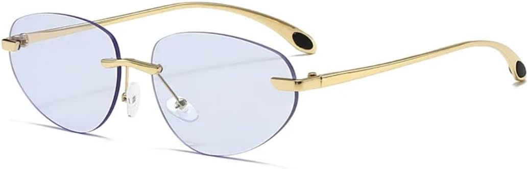 

Солнцезащитные очки с защитой UV400 | Без оправы, металлические, овальные, с градиентным цветом | для женщин и мужчин, для занятий спортом на открытом воздухе и вождения DSVIGF, Blue