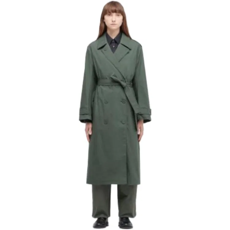 Пальто унисекс темно-зеленое, с лацканом, прямой крой UNIQLO, Dark Green — фото 3