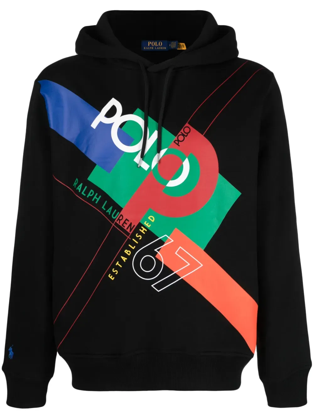 Худи из хлопковой смеси с принтом логотипа Polo Ralph Lauren, черный