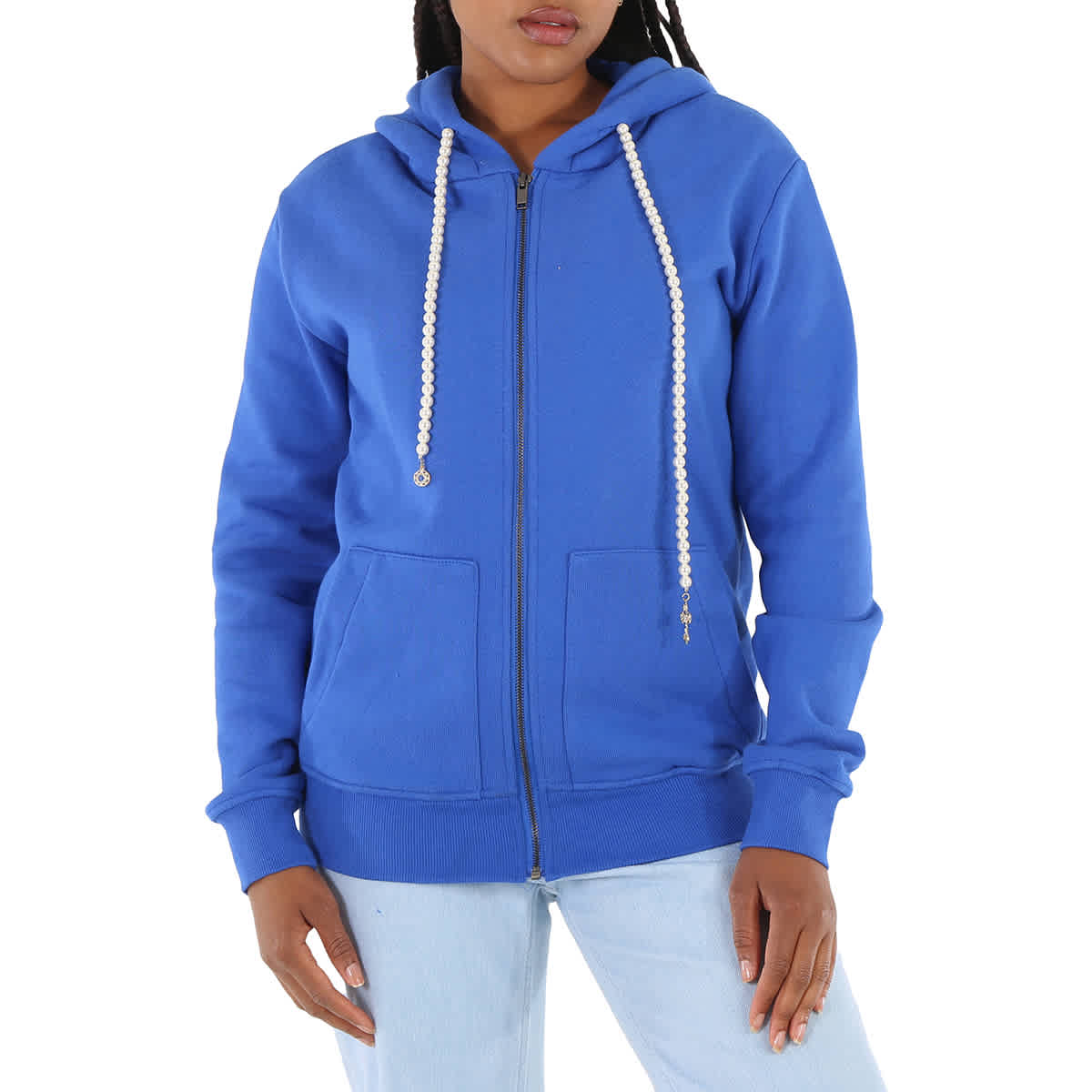 

Тигр в дожде Женская худи Молния сзади Принт Tiger in the Rain, синий