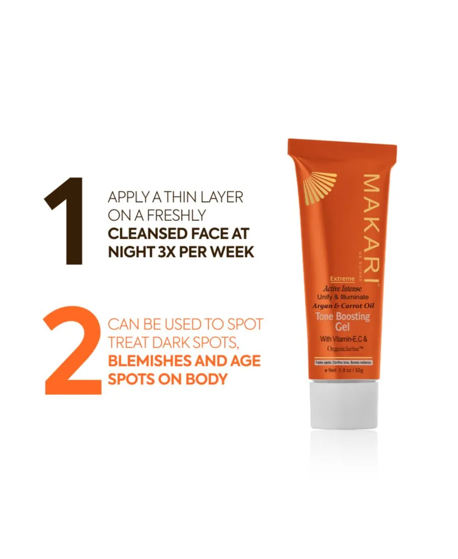 Гель для тонизирования кожи с аргановым и морковным маслом Extreme Argan & Carrot Oil Tone Boosting Gel - 1 унция (28 г) Makari, мультиколор color bottle — фото 3