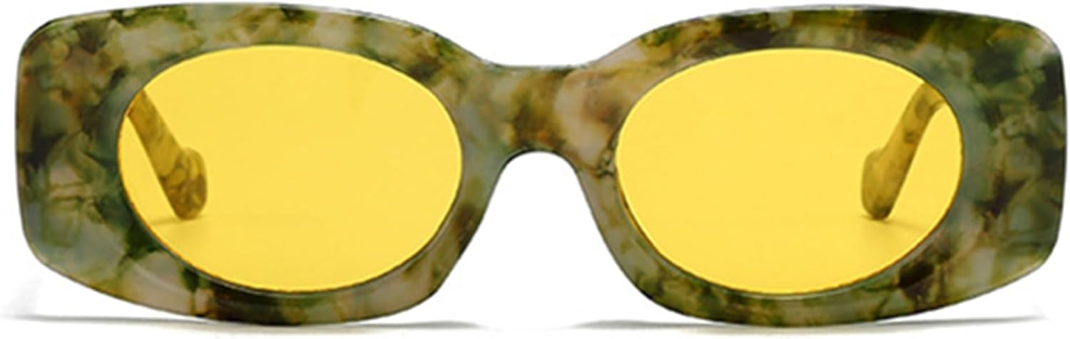 

bullabulling Популярные модные овальные женские солнцезащитные очки желейного цвета, ретро-градиентные очки с защитой от УФ-излучения UV400, мужские очки с широкими дужками, Yellow