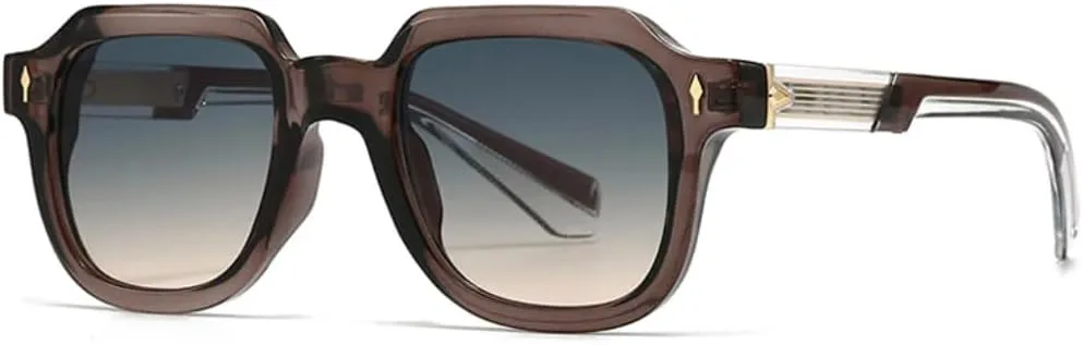 

Ретро двухцветные солнцезащитные очки для женщин и мужчин с заклепками, роскошные, с градиентным затемнением, защита от УФ-излучения UV400 TVTBBVV, Coffee Blue Tea