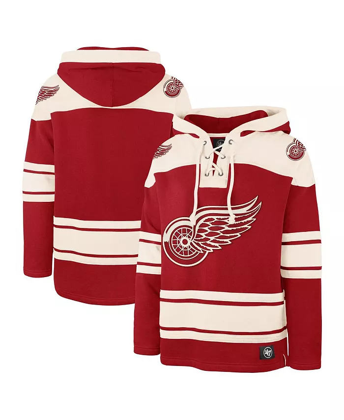 

Мужская большая и высокая толстовка с капюшоном Detroit Red Wings Superior Lacer на шнурках, красная '47 Brand