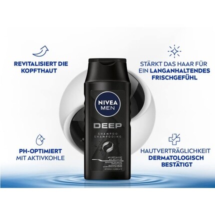 Мужской шампунь для глубокой очистки с активированным углем 250мл, Nivea — фото 2