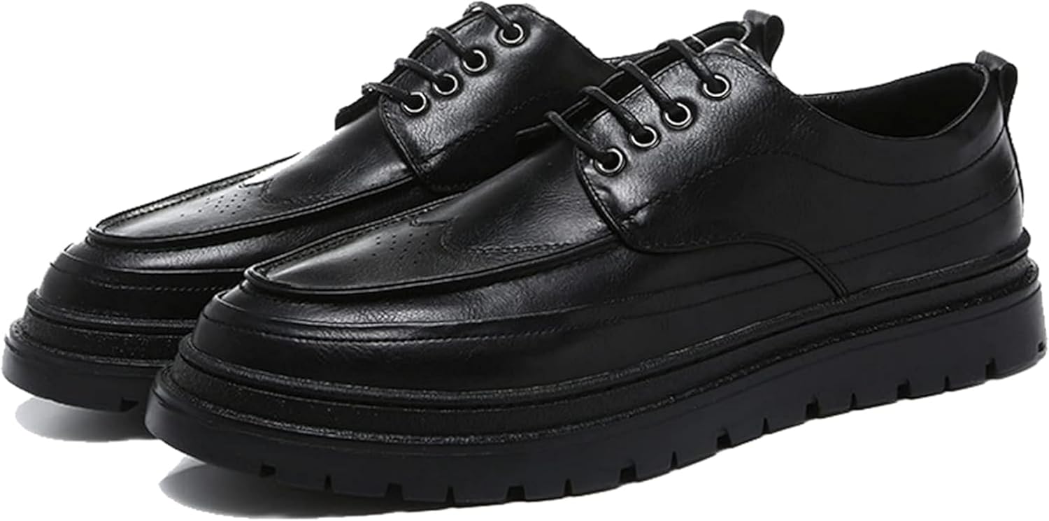 

Свадебная обувь для жениха Oxford для мужчин, низкие шнурованные туфли с толстой подошвой, летние формальные, размер 8.5, черные Generic
