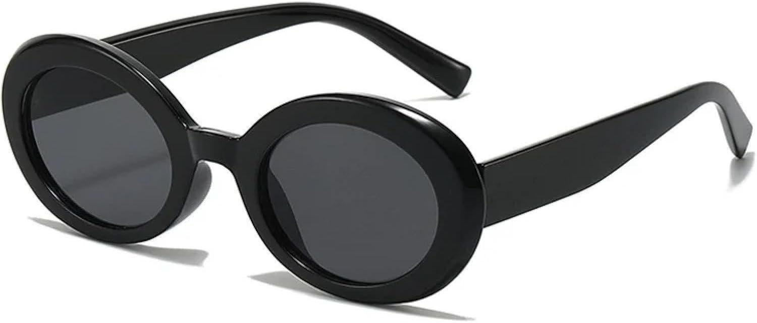 

Модные круглые солнцезащитные очки для женщин и мужчин в винтажном панк-стиле, овальные, пляжные, с защитой от УФ-излучения UV400, в трендовом стиле VVTWSSW, Black-black