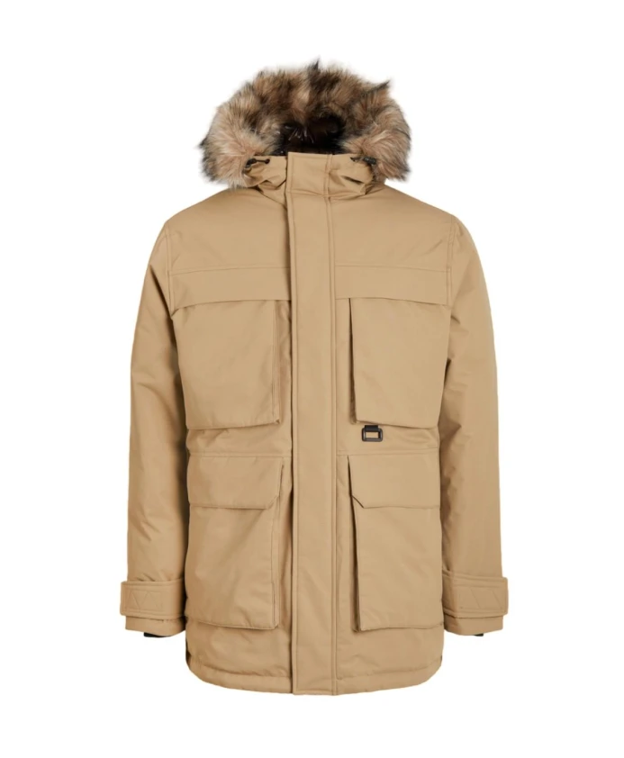 

Ветрозащитная куртка-парка с меховым капюшоном Jack & Jones, коричневый