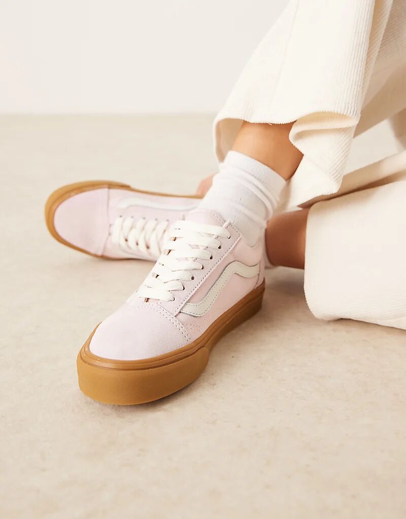 Кроссовки Vans Old Skool светло-розового цвета с резиновой подошвой