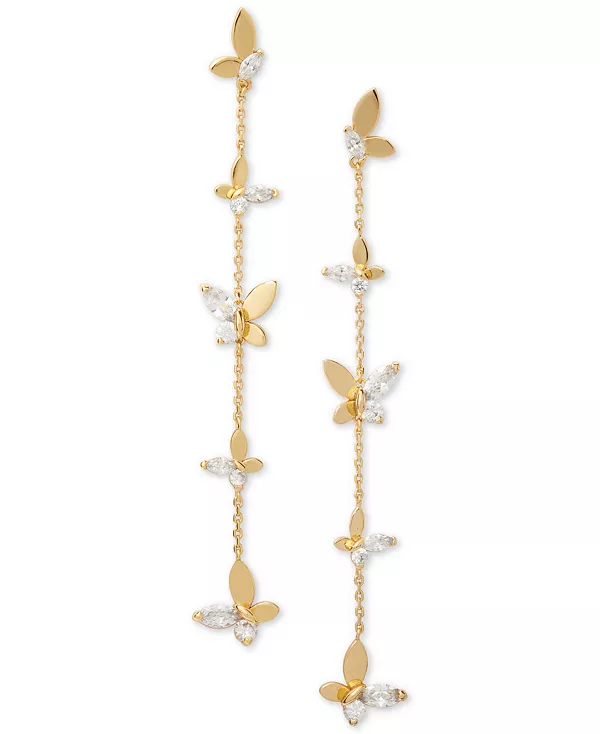 

Линейные серьги-бабочки с золотистыми кристаллами Kate Spade New York, clear/gold