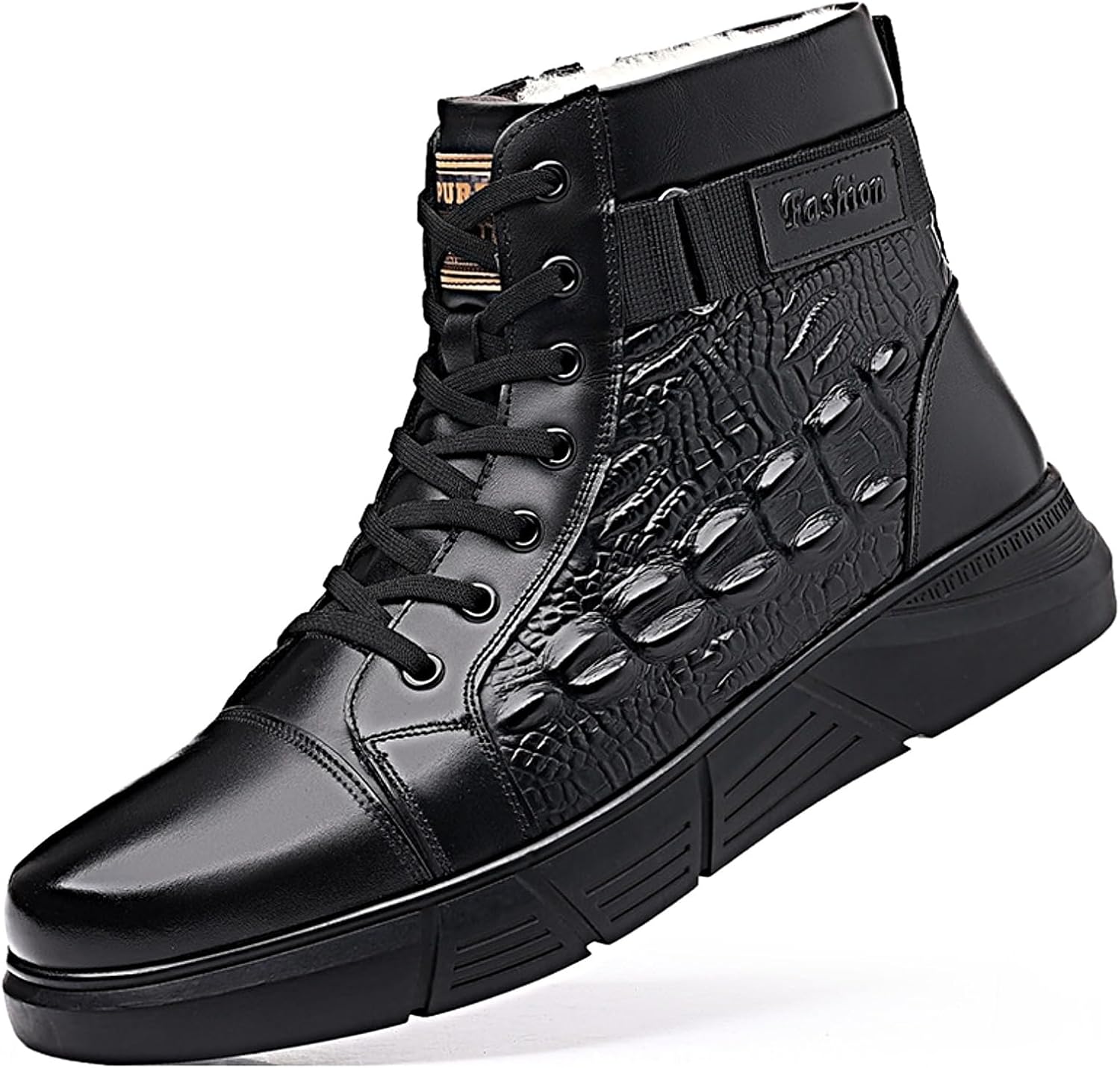 

Мужские классические ботинки Myallfeet в итальянском стиле с высокой голенью, узорчатые чукка, модная боковая молния, утепленные и противоскользящие шерстяные ботинки, премиальные деловые ботинки до щиколотки, черный