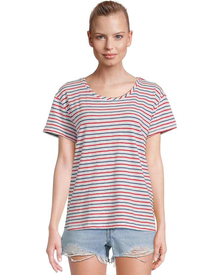 

Футболка Vineyard Vines Slub Jersey Relaxed Tee, цвет Marta Stripe/White/Lighthouse Red/Moonshine