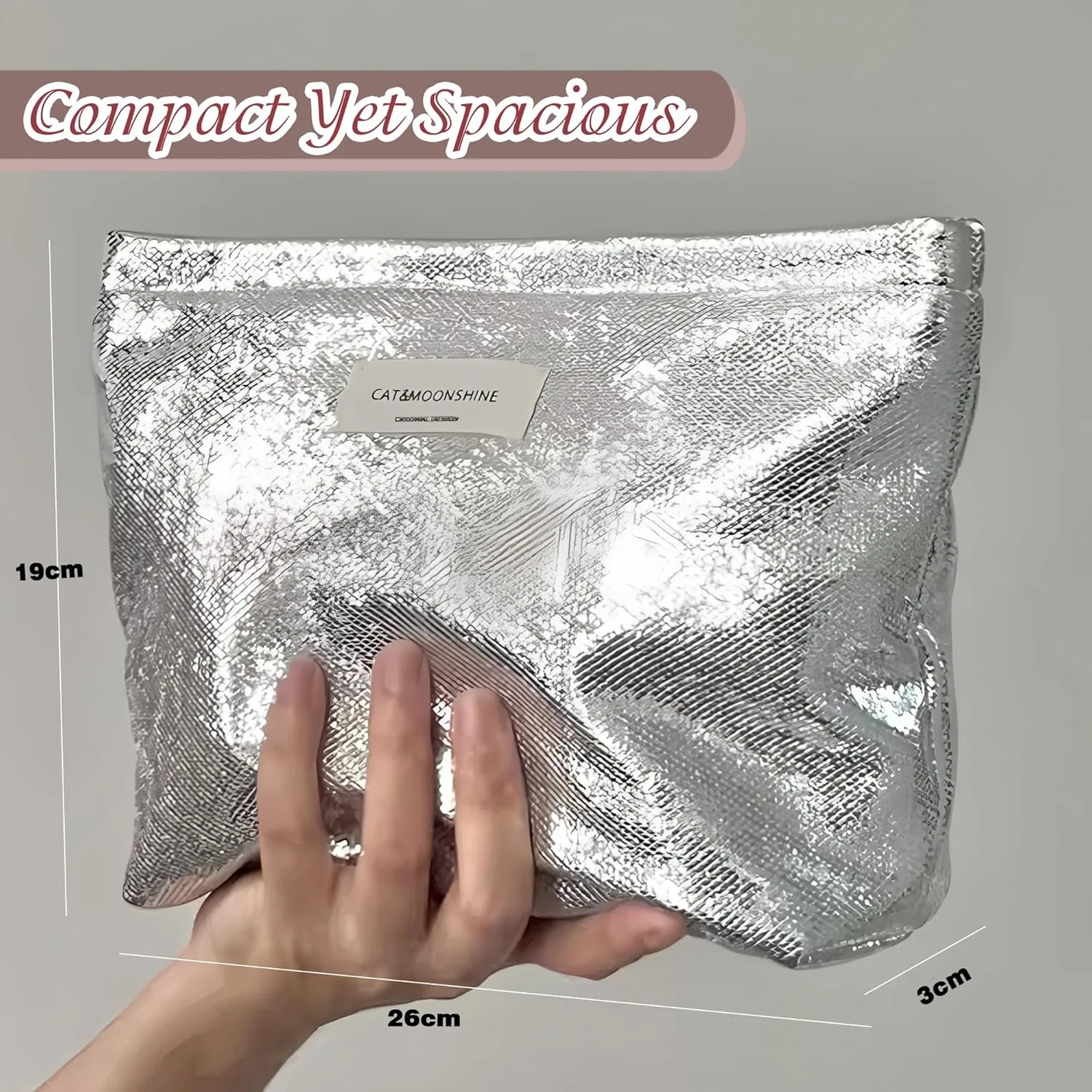 Косметичка с серебряными блестками Nicecone, Silver Glitter. — фото 2