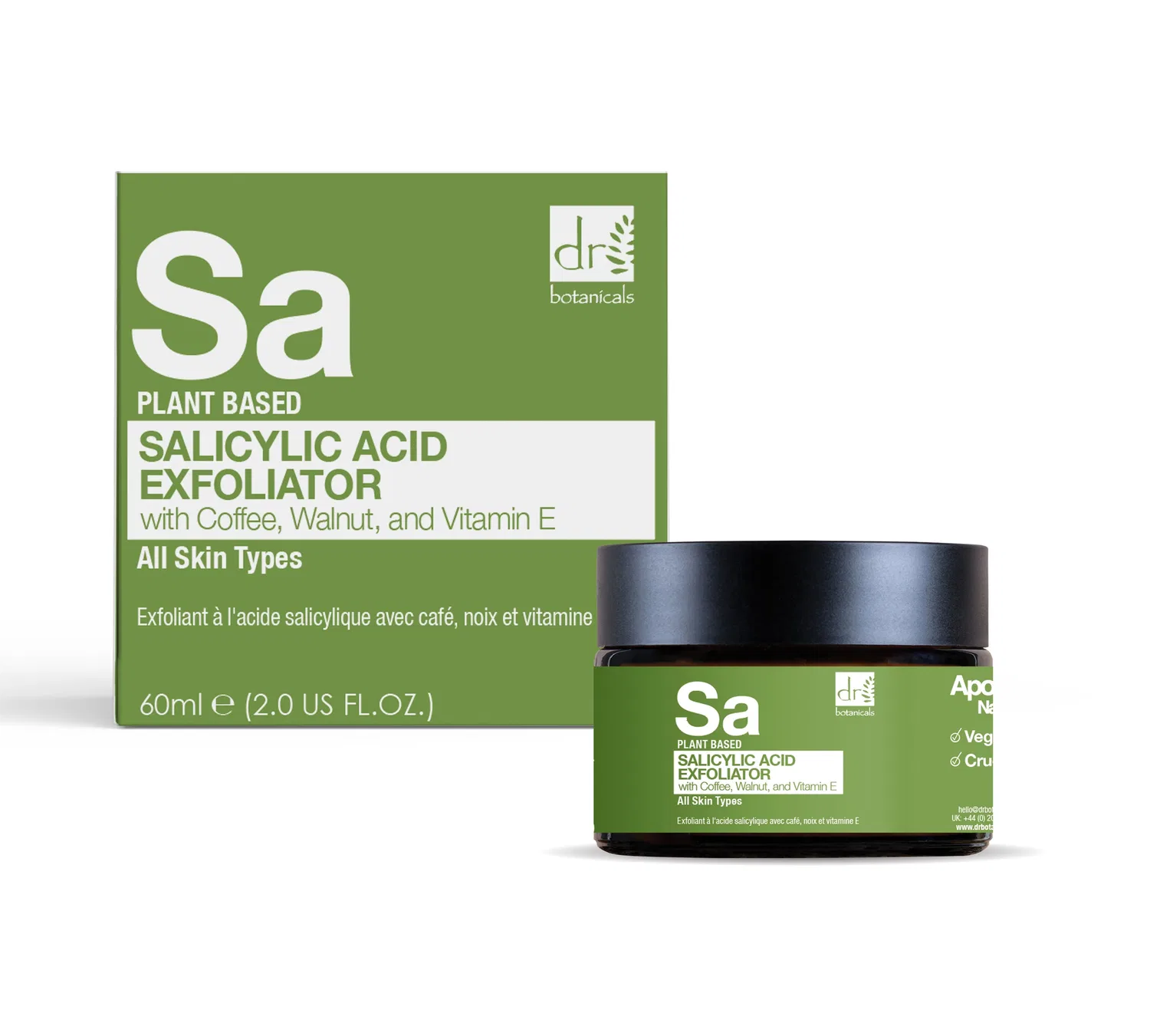 Скраб Dr Botanicals — Для лица с салициловой кислотой, кофе, грецким орехом и витамином E, 60 мл