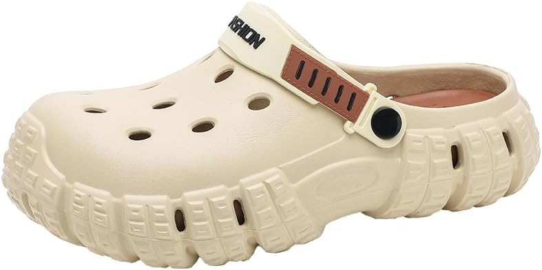 

FLIOZY Мужские сабо - EVA домашние тапочки для сада и пляжа, удобные дышащие туфли с нескользящей подошвой, легкие, с дизайном без шнурков, коричневый