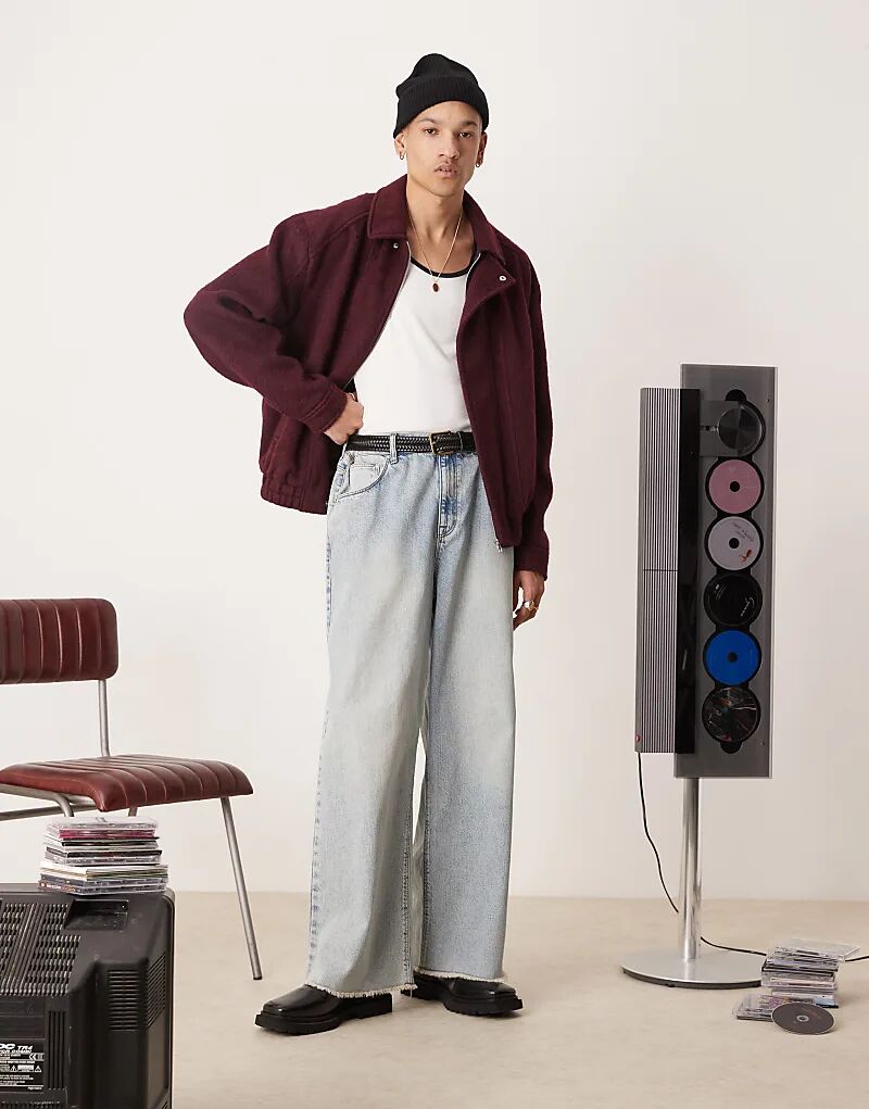 

Куртка-харрингтон oversize из шерсти бордового цвета ASOS DESIGN