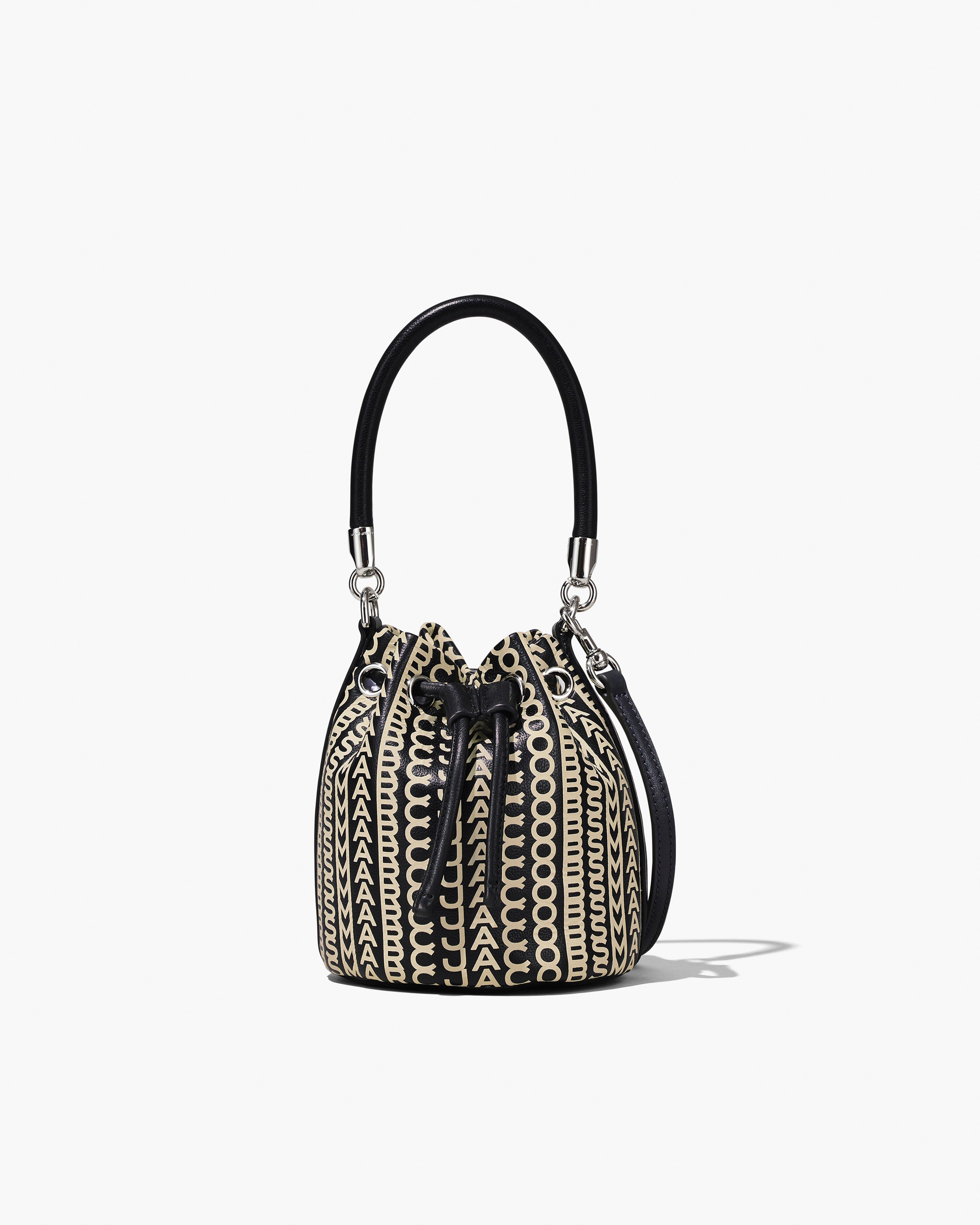 

Мини-сумка-ведро из кожи с монограммой Marc Jacobs, черный/белый