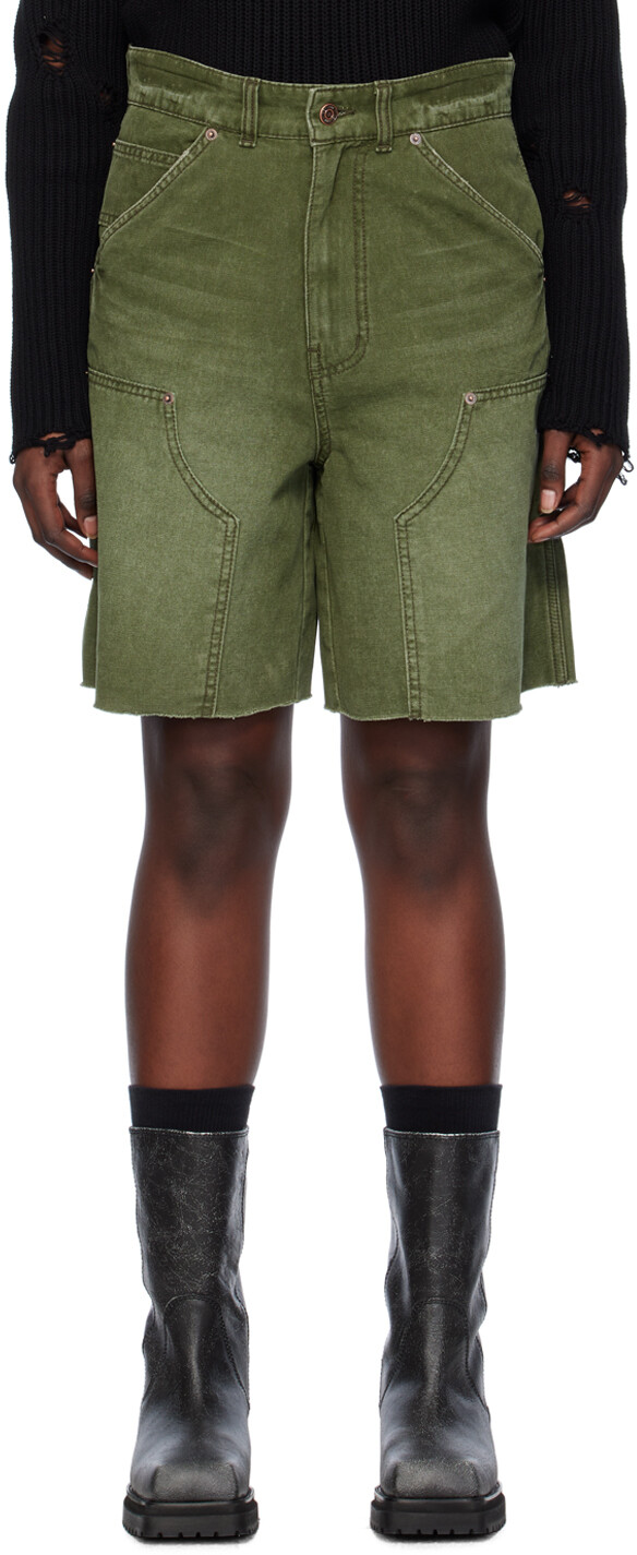 

Хаки Выцветшие шорты We11Done