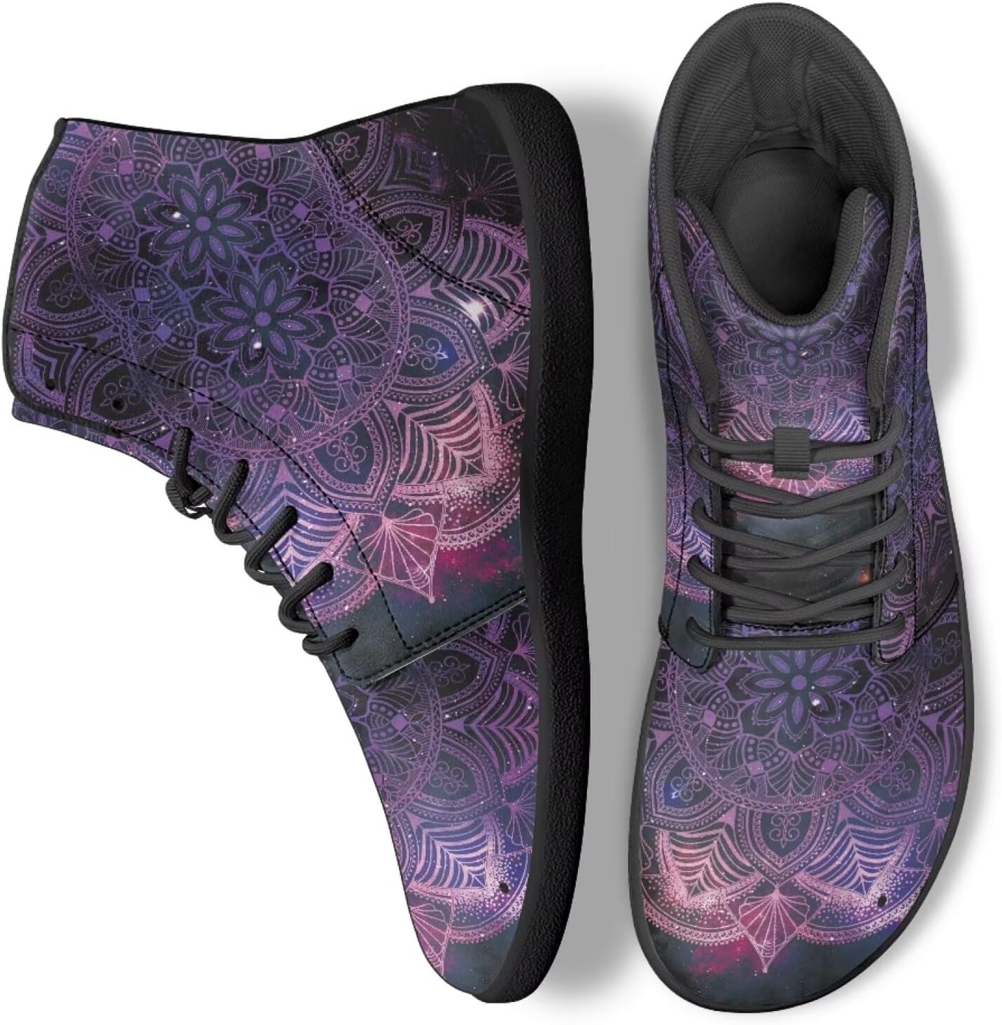 

Женские бохо кроссовки с мандалой и цветочным узором, дышащие, высокие, для ходьбы, офиса и путешествий Ecaestolph, фиолетовый