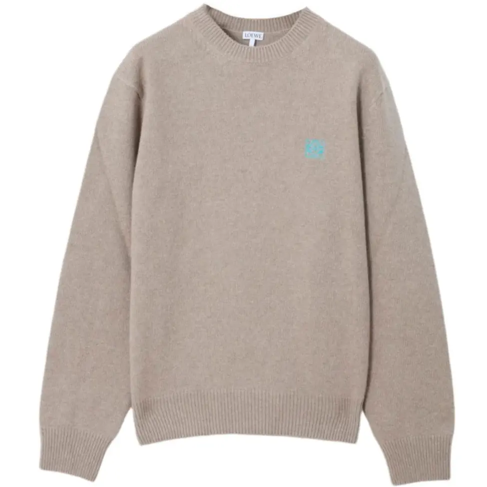 

Свитер с вышитым логотипом и круглым вырезом Loewe, светлый серый