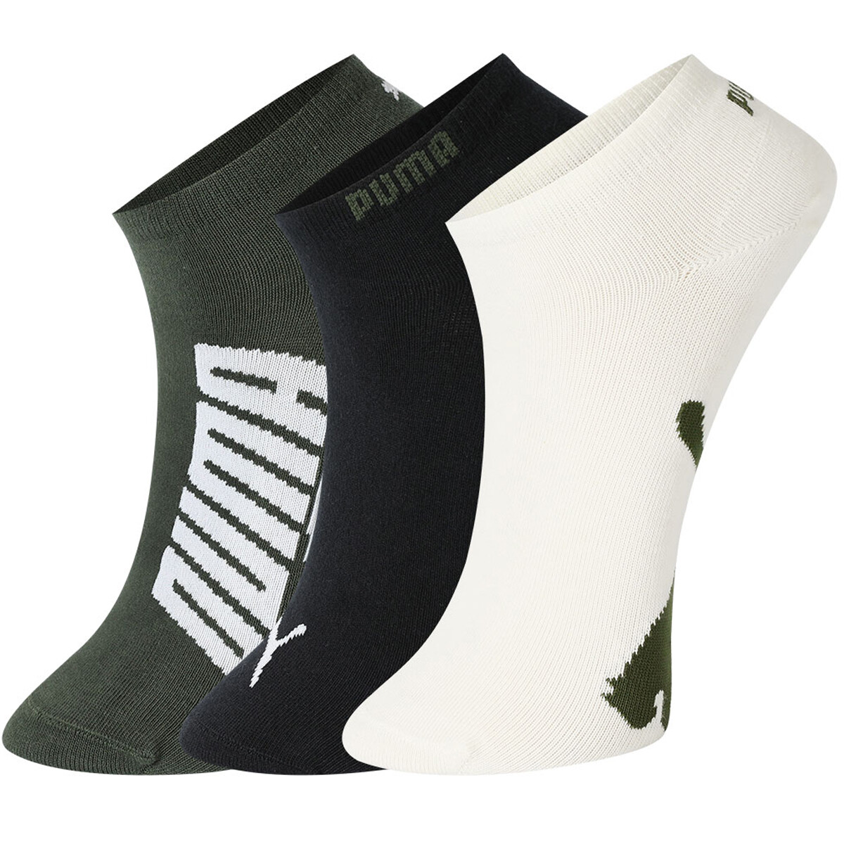 

Носки унисекс Puma, цвет 3 pairs (off-white + green + black)