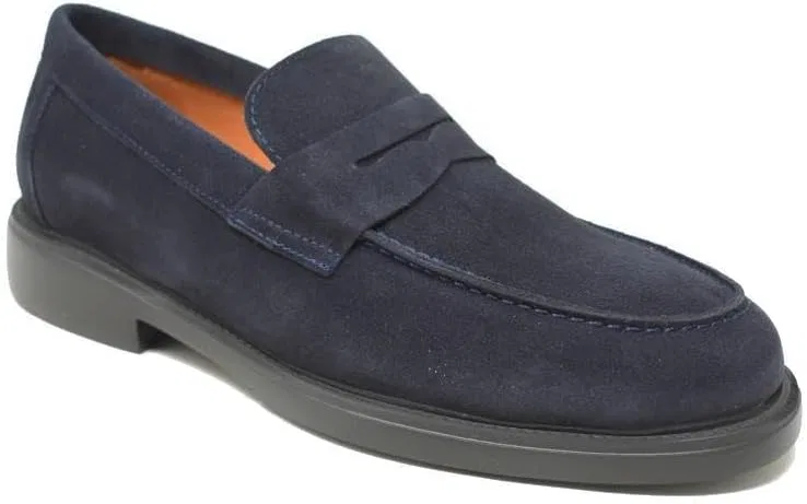 ZAPATONEE Мужские синие мокасины из натуральной кожи — фото 2