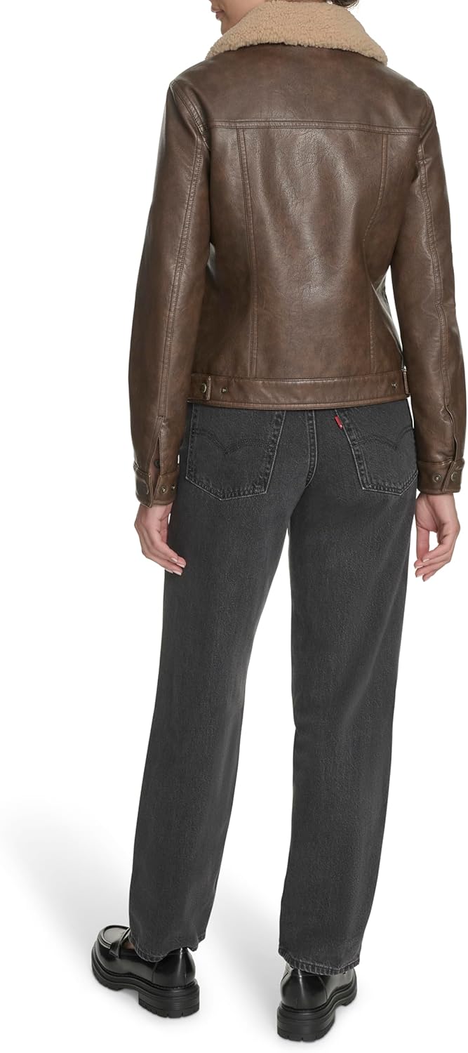 Женская классическая куртка Levi's Trucker с подкладкой из шерпы (стандартные и большие размеры), Saddle Faux Leather — фото 4