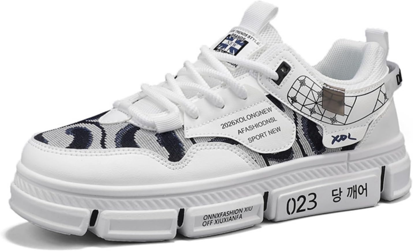 

Мужские стильные массивные кроссовки с камуфляжным узором, легкие дышащие кроссовки на платформе «папа» для повседневной носки и уличного стиля Aokisx, белый