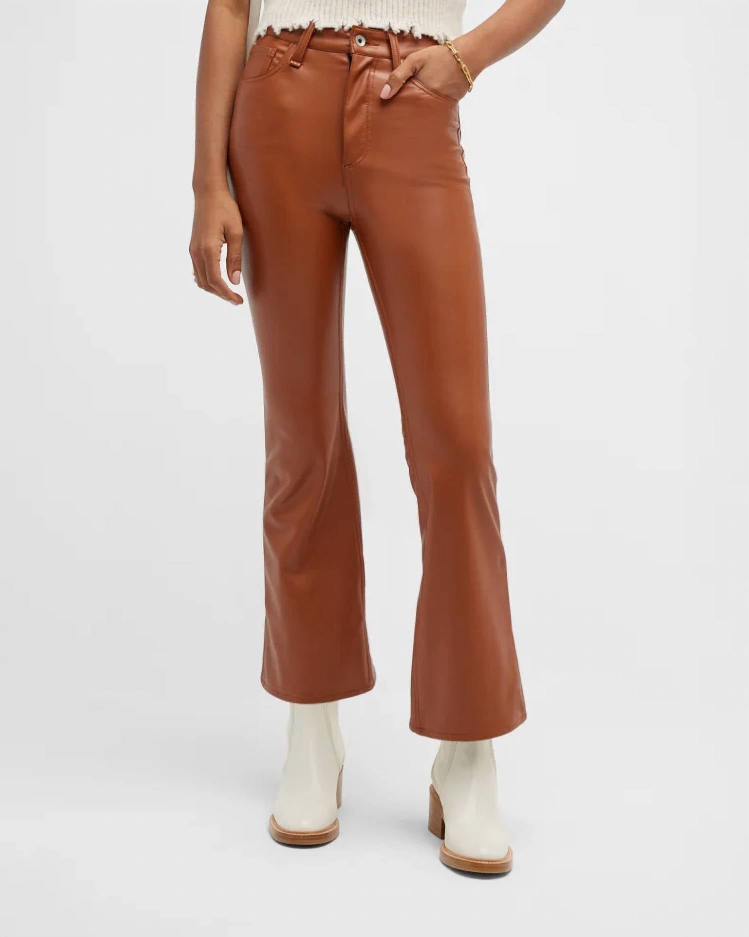 

Расклешенные брюки Casey из искусственной кожи в цвете Putty Brown rag & bone