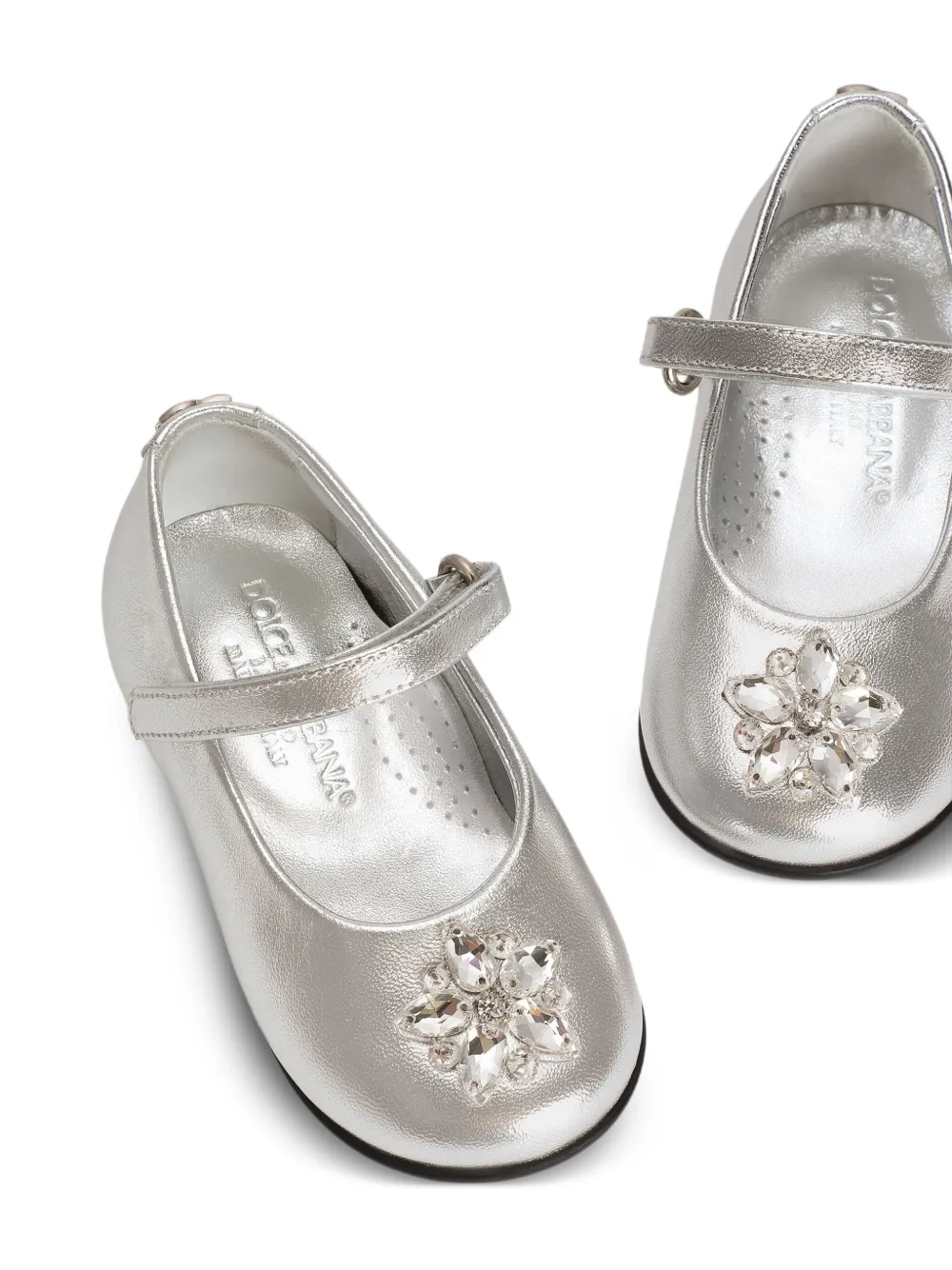 Балетки из кожи наппа Dolce & Gabbana Kids, серебристый — фото 4