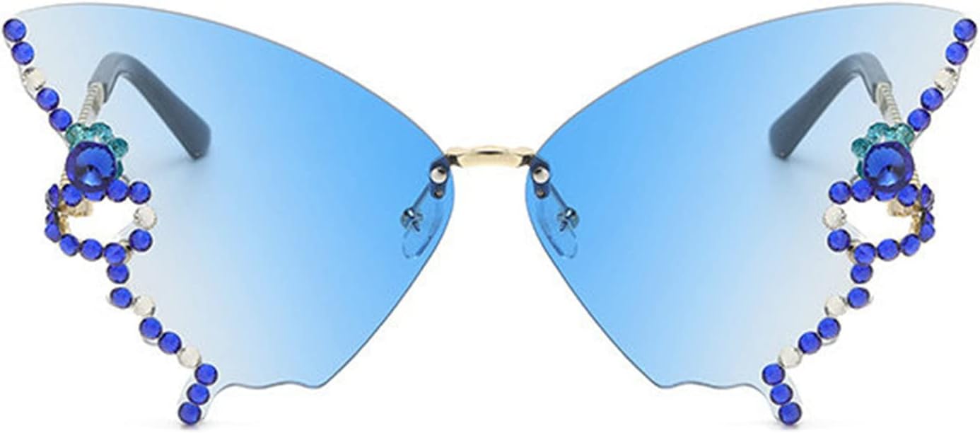 

Женские солнцезащитные очки Helena в форме бабочки с бриллиантовой оправой, без оправы, с защитой от УФ-излучения, для вождения, рыбалки, походов и активного отдыха, Blue