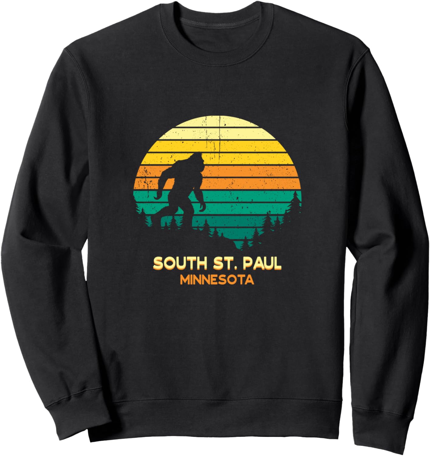 

Ретро-сувенирная толстовка с изображением Бигфута, Южный Сент-Пол, Миннесота South St Paul, Minnesota Big Foot Gift, черный